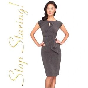 NWOT STOP STARING Timeless Fitted Dress Gray with Black Dot S